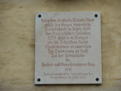 Photo Graz : inscription du clocher