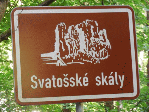 Foto Karlovy Vary: Hinweisschild Svatossk skaly