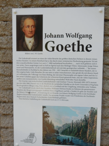 Foto Karlovy Vary: Deutsches Goethe-Plakat bei den Svatossk skaly