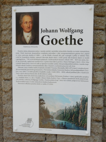 Foto Karlovy Vary: Tschechisches Goethe-Plakat bei den Svatossk skaly