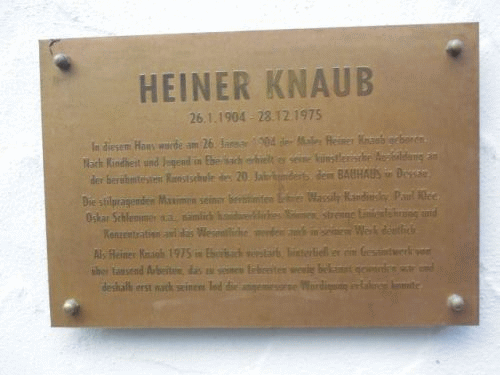 Foto Eberbach: Inschrift Geburtshaus Heiner Knaub
