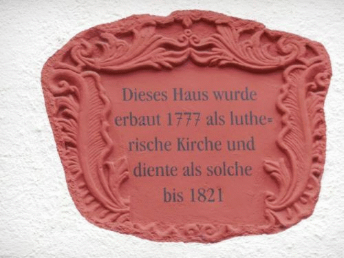 Foto Eberbach: Inschrift ehemalige lutherische Kirche