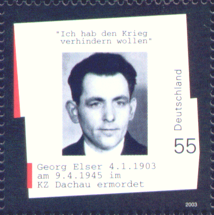 Photo : timbre-poste commmoratif pour Georg Elser