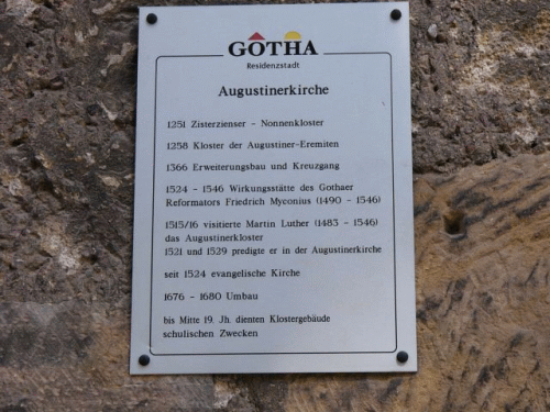 Photo inscription de Gotha : histoire de l'église des Augustins