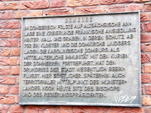 Photo Mnster: Inscription commemorating the cathedral's castle