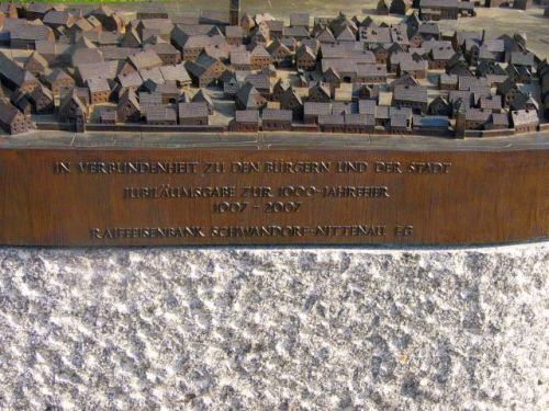 Foto Nittenau: Inschrift am mittelalterlichen Stadtmodell