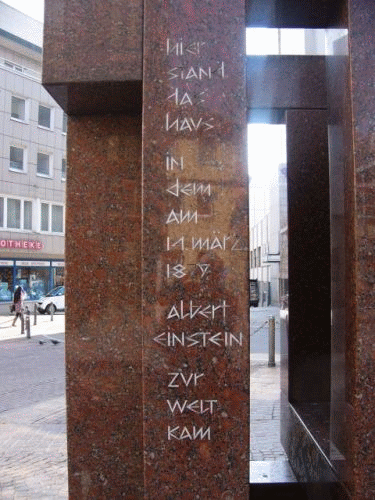 Photo Ulm: inscription of the Albert Einstein memorial