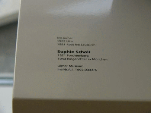 Photo cityhall Ulm: inscription for Sophie Scholl